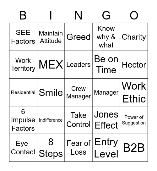 Foundations Bingo Card