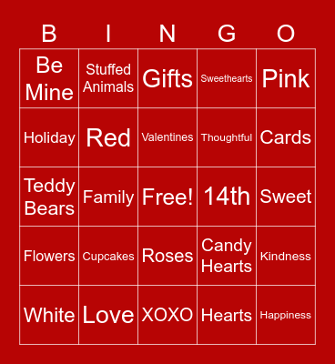 Valentine's Day Bingo Card