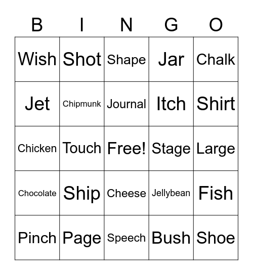 Oliver's Speech Sound Bingo Card