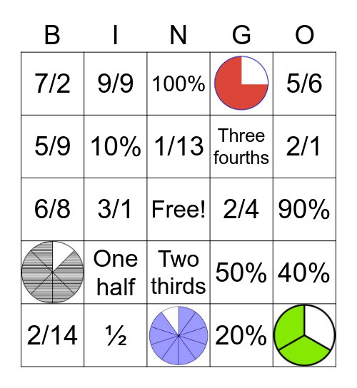 Fraction Bingo Card