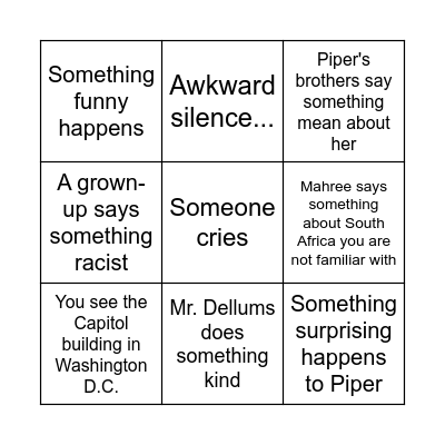 The Color of Friendship Bingo Card