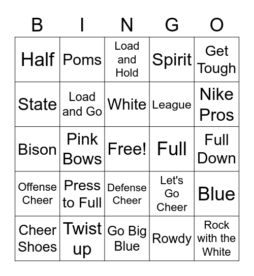 Cheer Bingo Card