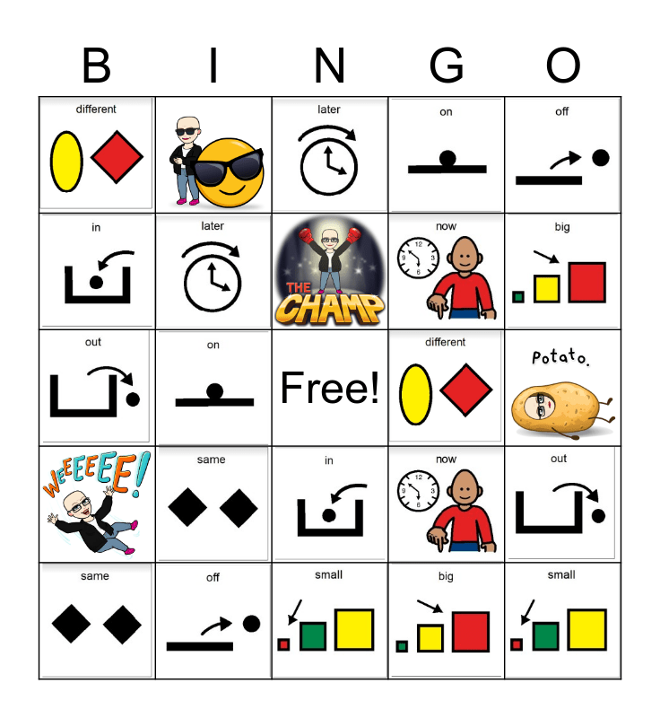 Core Vocabulary List 5 Bingo Card