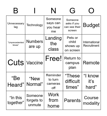 Town Hall Bingo Card