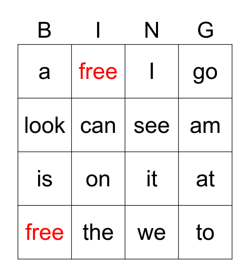Sight words! Bingo Card