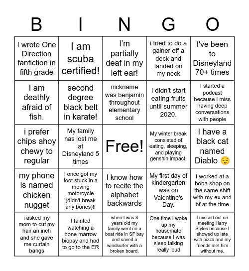 KGD Spring Rush 2021 Bingo Card