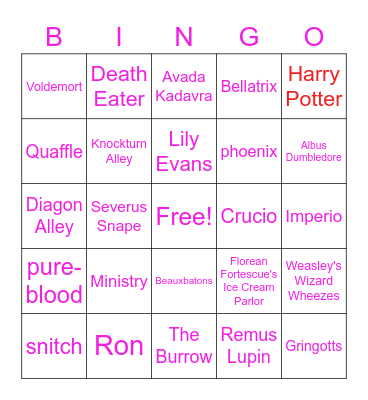 Harry Potter Bingo Card