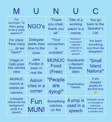 MUNUC Online Bingo Card
