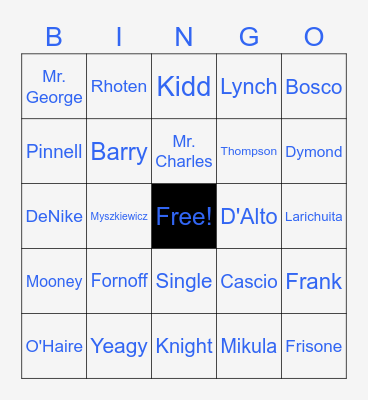 2023 KES Bingo TEACHERS & STAFF Bingo Card