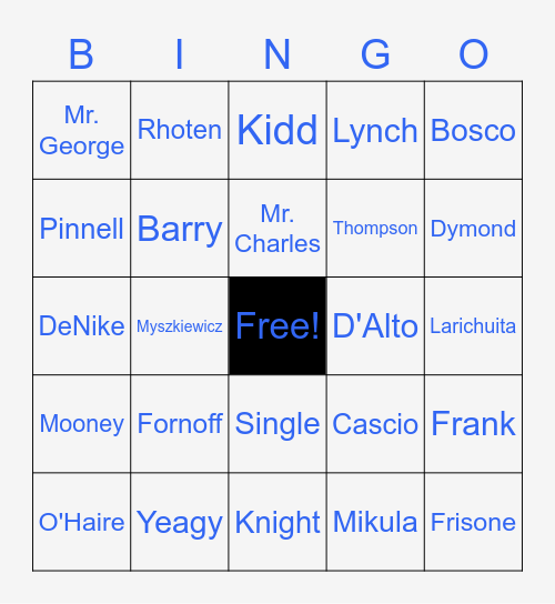 2023 KES Bingo TEACHERS & STAFF Bingo Card