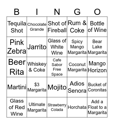 CAFE SABOR BAR BINGO Card