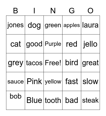 Test Bingo Card