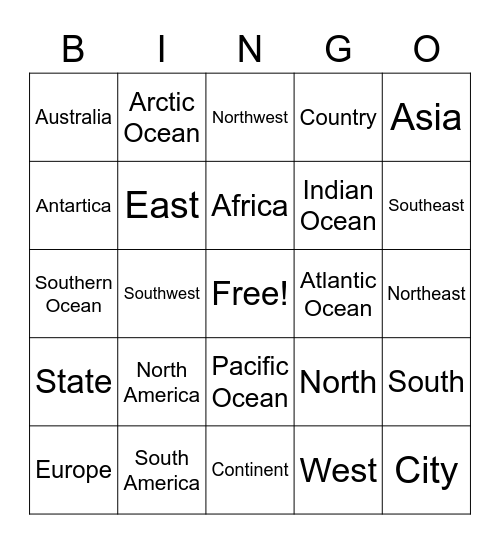 Social Studies Bingo Card