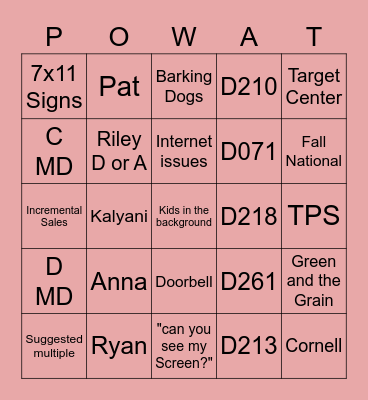 Target Bingo Card