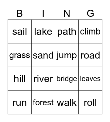 Unit 3 - Nature Bingo Card