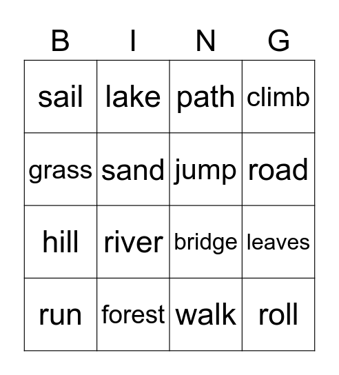 Unit 3 - Nature Bingo Card