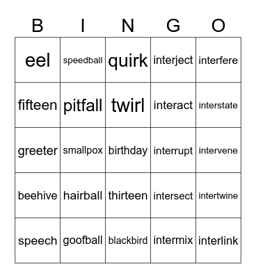 Lesson 74 Bingo Card