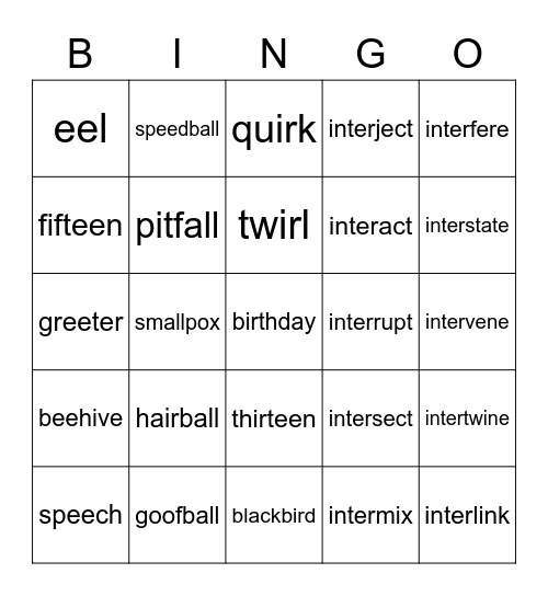Lesson 74 Bingo Card