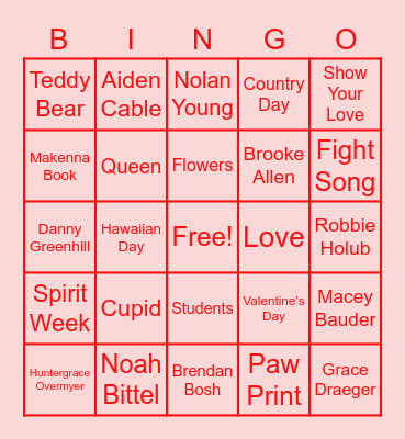 Show Your Love For Bingo! Bingo Card
