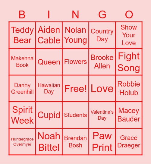 Show Your Love For Bingo! Bingo Card