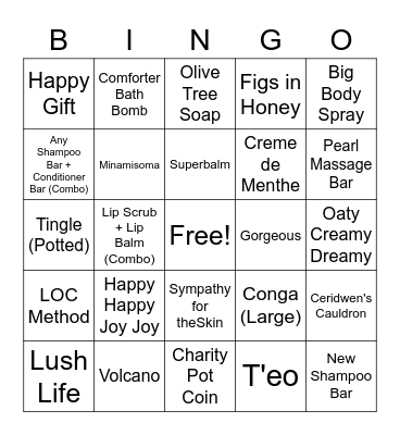 LUSH LIFE Bingo Card