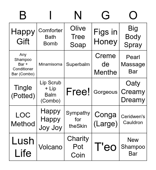 LUSH LIFE Bingo Card
