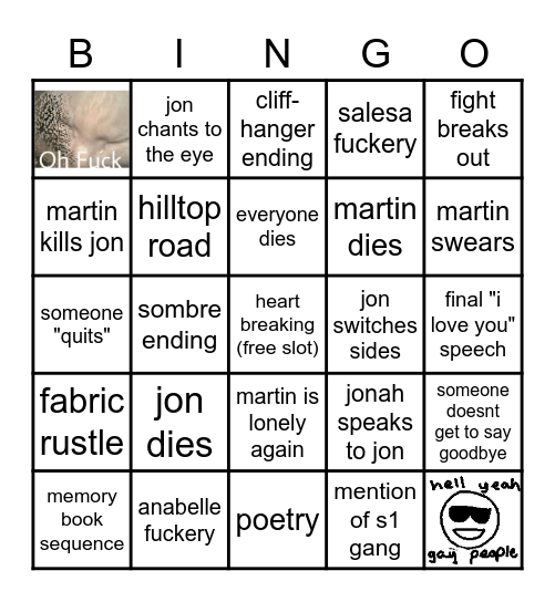 TMA finale bingo! Bingo Card