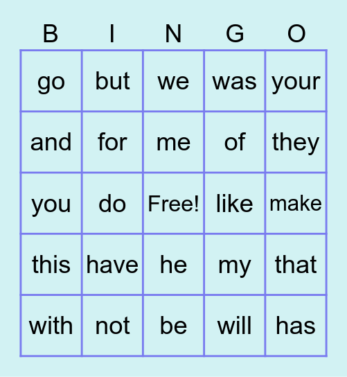 Sigh Word Bingo Card