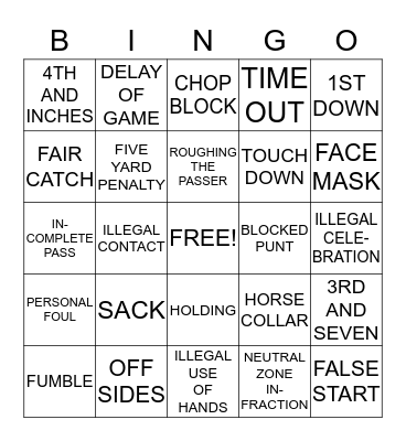 GAME DAY BINGO Card