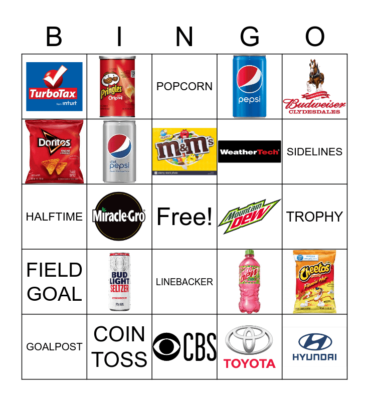 SUPER BOWL 2021 COMMERCIAL Bingo Card