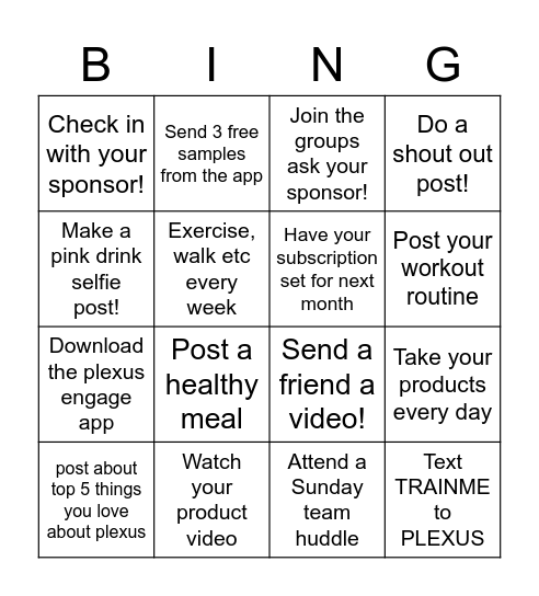 Plexus BING-0 Bingo Card
