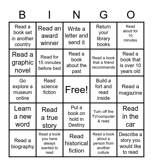 March is Reading Month Bingo Card