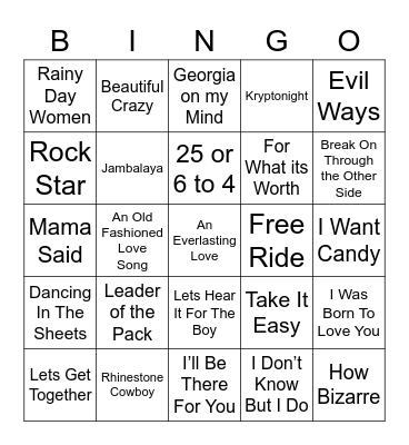Music Bingo 56 Bingo Card