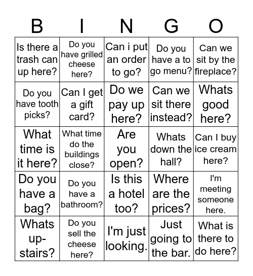 What do you hear? Bingo Card