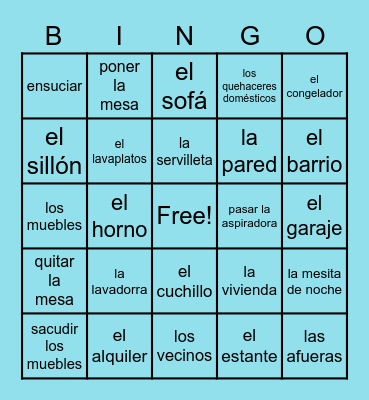 La vivienda Bingo Card