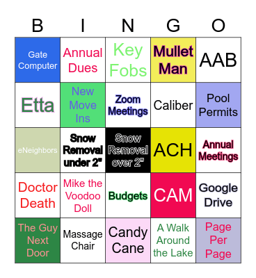 CAM Bingo Card
