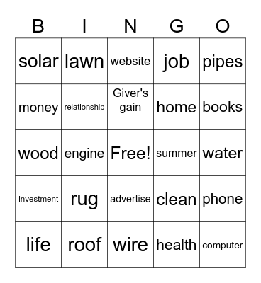 BNI BINGO Card