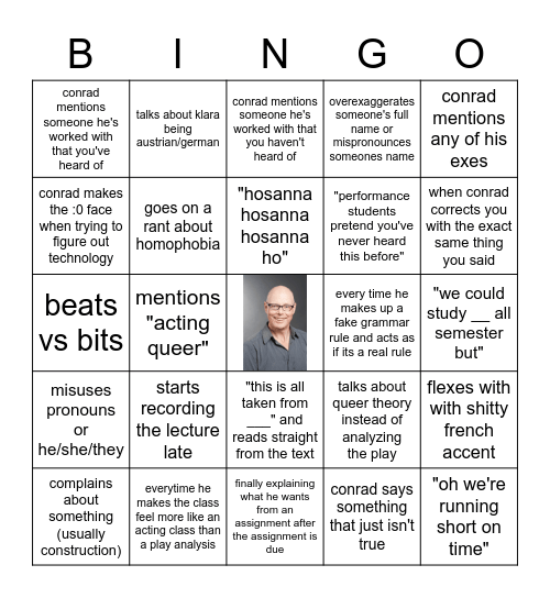 Conrad Bingo Card