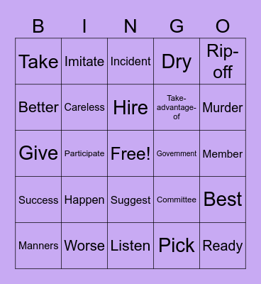 ASL BINGO Ch. 15 (A.B.C. in ASL' textbook) Bingo Card