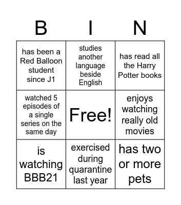 Find someone who ... Bingo Card