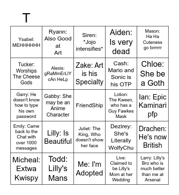 Friends in a Nutshell Bingo Card