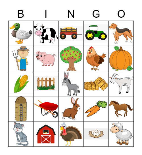 Farm Bingo Card