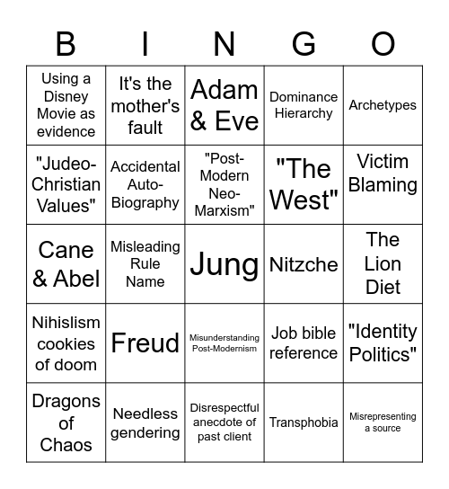 12 More Rules Bingo Card