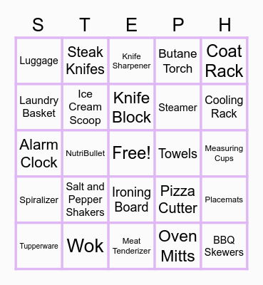 Bridal Bingo Card