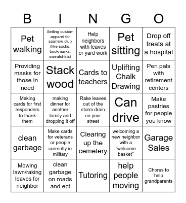 Sparrow Service Bingo Card