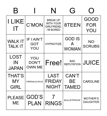 srat girl Bingo Card