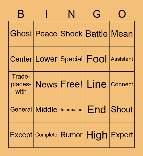 ASL BINGO Ch. 21 ('A.B.C. in ASL' textbook) Bingo Card