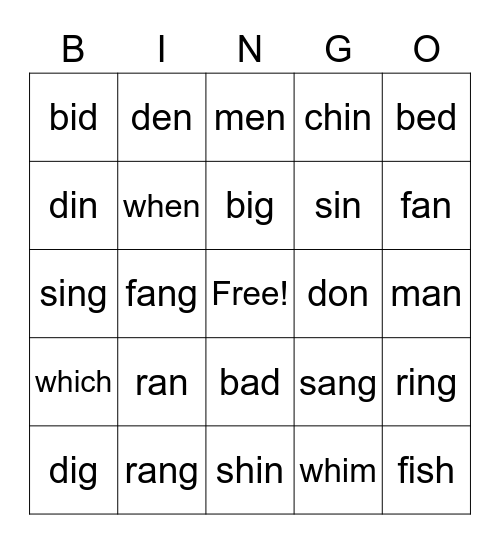 H Bingo Card