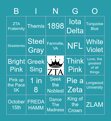 Zeta Tau Alpha Bingo Card