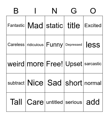 India's Bingo card for Spanish Bingo Card